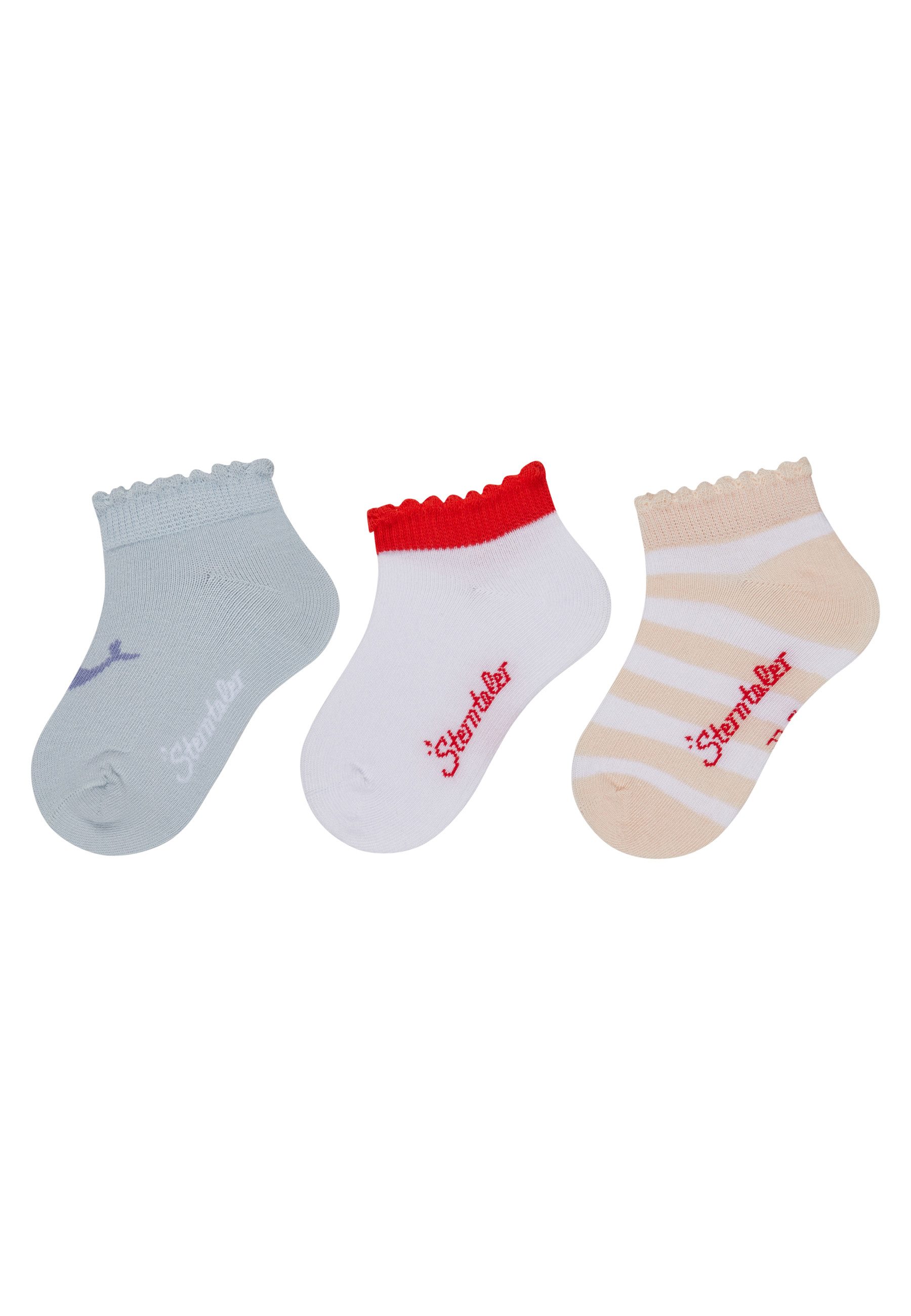 Sterntaler® Sneakersocken Sneaker Socken 3er-Pack Wal (3-Paar, Sneaker Socken 3er-Pack Wal) Sneaker Socken 3er Pack mit Wal, Uni & geringelt, Baumwolle, elastisch