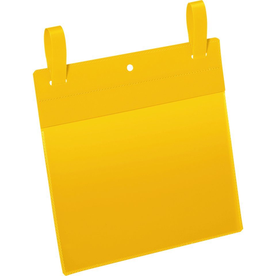 Lasche, 50/VE Gitterboxtasche, Werbeanlagen König Montagezubehör DURABLE mit A5, Querformat, gelb/transparent,