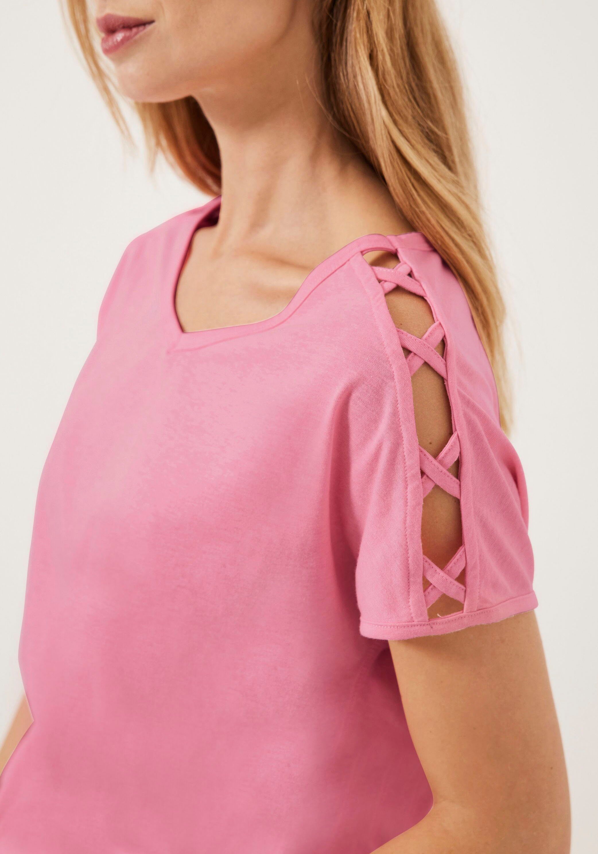 mit soft Cut-Out-Details pink Cecil schönen T-Shirt