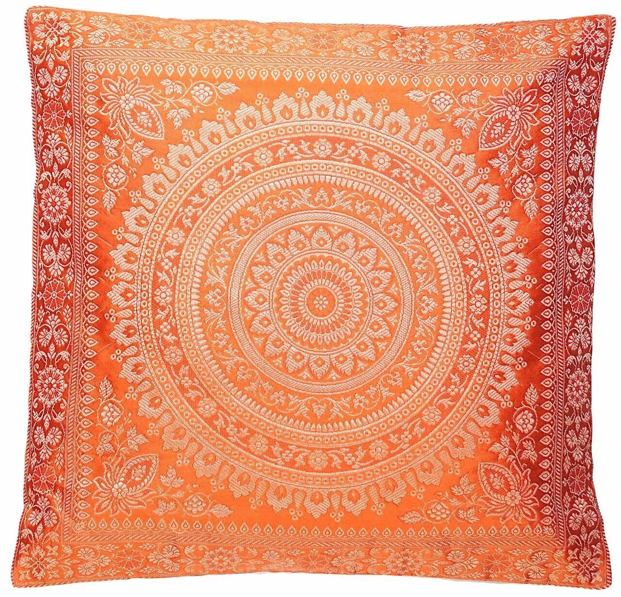Ruwado Dekokissen - Handgefertigt Kissenbezug aus Indische Banarasi Seide - 40cmx40cm, Handgewebt und Handgenäht aus Indien