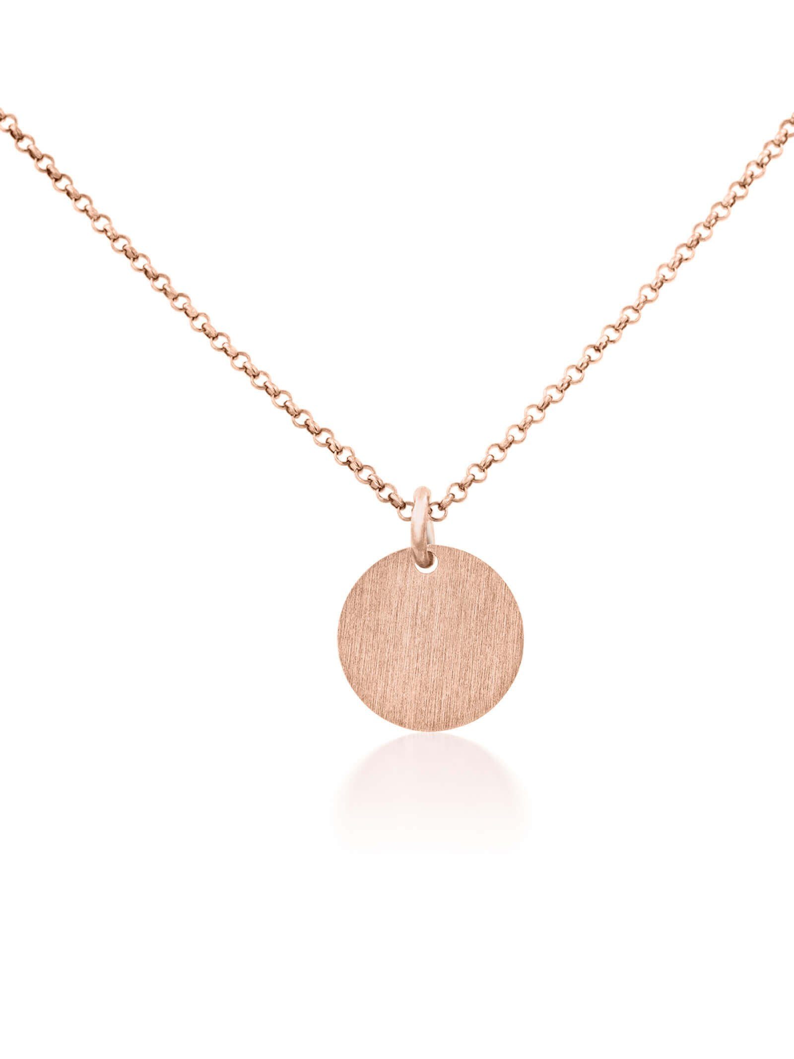 modabilé Kette mit Anhänger Halskette CIRCLE-Anhänger Kreis, Damen Silberkette 45cm + 5cm Kreisanhänger rund, Frauen, Made in Italy