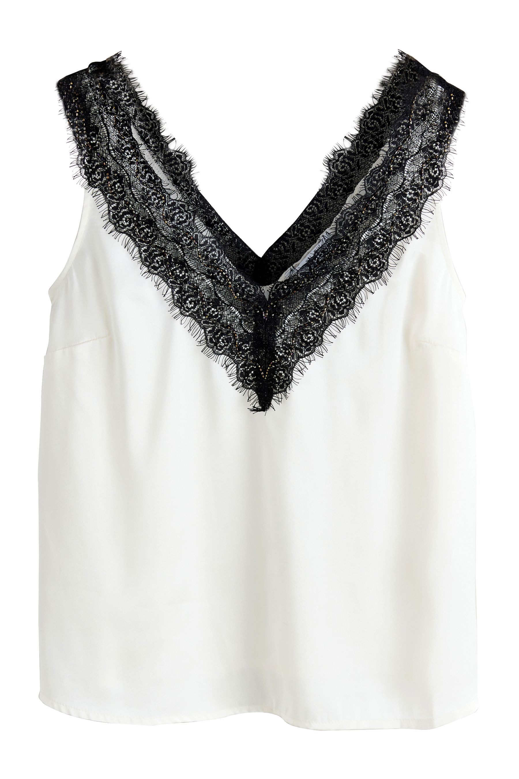 Next Blusentop Cami-Trägertop mit Spitze und Perlchen (1-tlg) günstig online kaufen