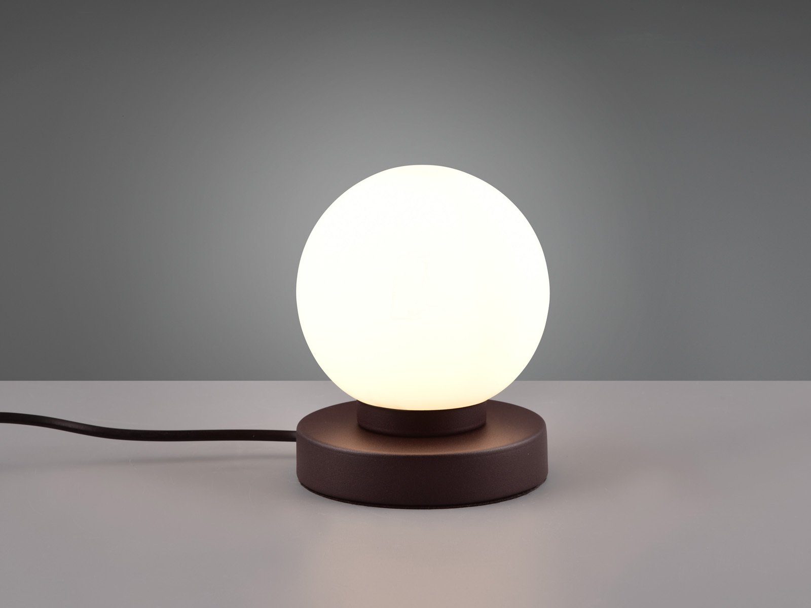 wechselbar, dimmbar Bauhaus Glas-kugel Ø Dimmfunktion, Warmweiß, Rost-Weiß touch 12cm Lampe Lampenschirm Weiß LED meineWunschleuchte Nachttischlampe, LED kleine