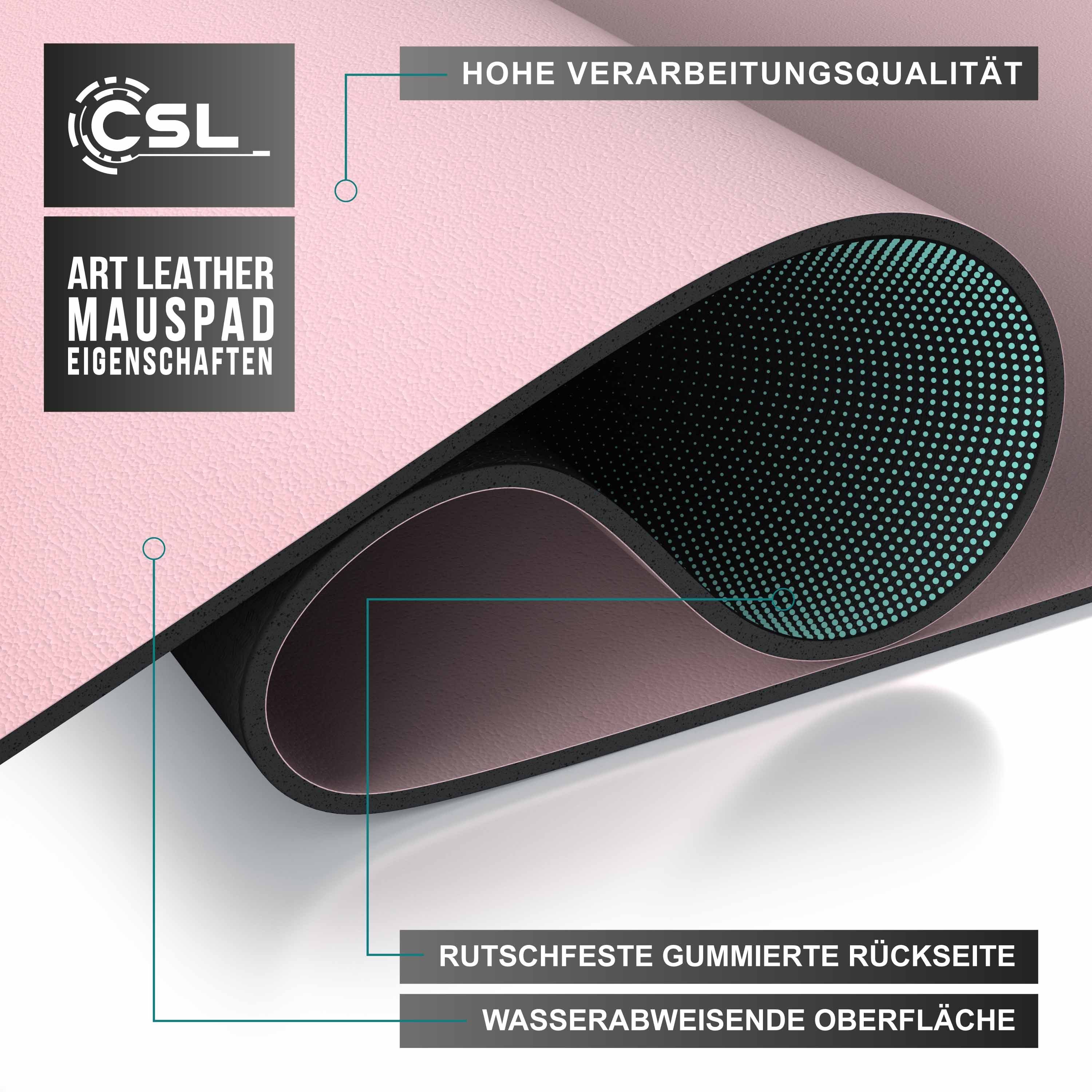 CSL Mauspad XXL Mousepad 900 x 400 x 3 mm, Tischunterlage, Elegante Leder Optik (1-St), rutschfest, abwaschbar, Office Schreibtischunterlage, rose – Bild 4 von 5