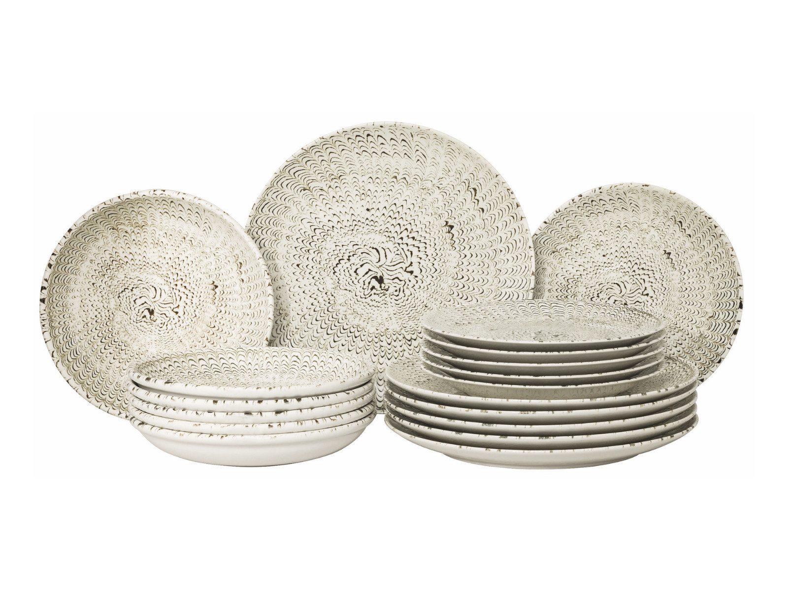 Rosenthal Geschirr-Set Sandora Lightbeige Tellerset 18tlg, Porzellan