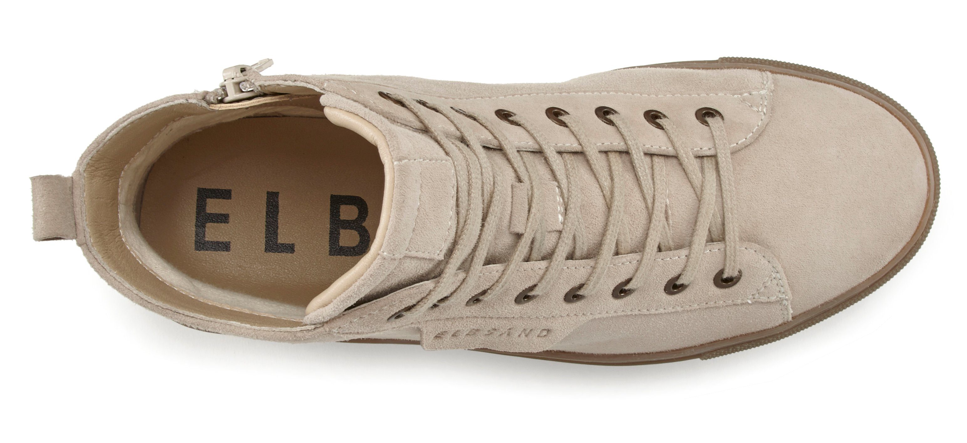 Elbsand Stiefelette Stiefel, Boots, Casual-Look weiches helltaupe High-Top, Leder, Schnür Sneaker