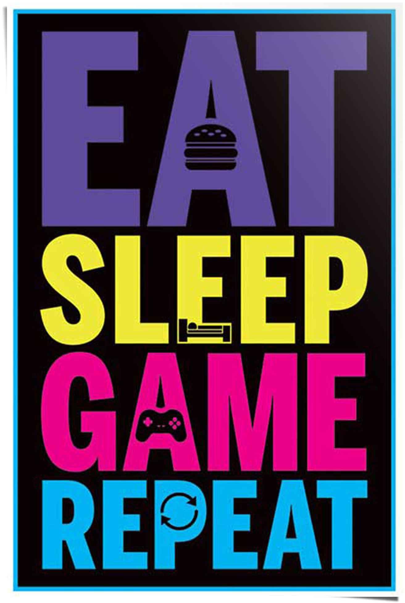 Reinders! Poster Eat sleep game repeat, (1 St) | Poster