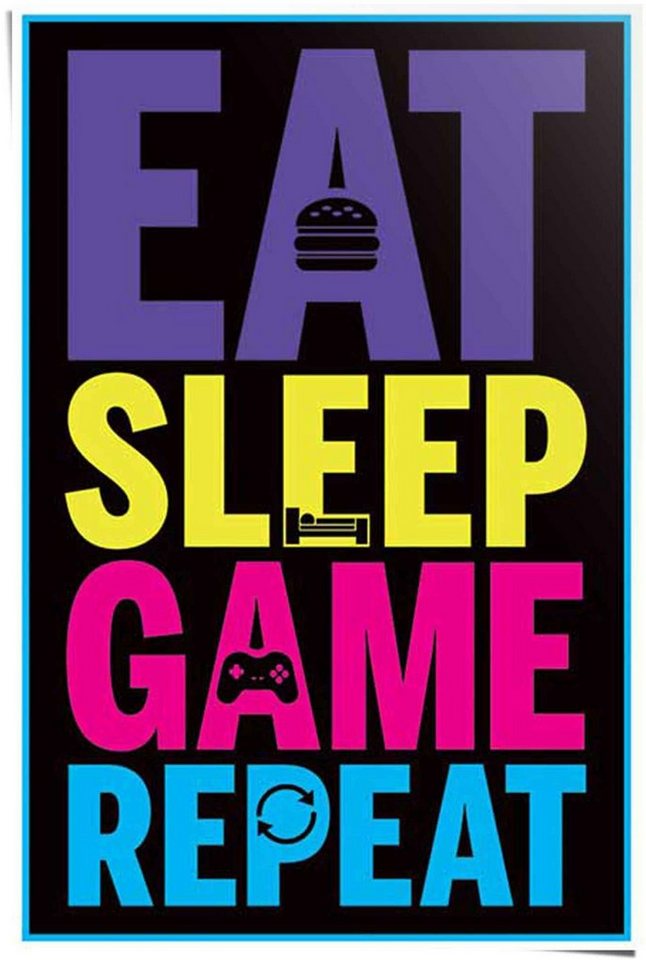 Reinders! Poster Eat sleep game repeat, (1 St)
