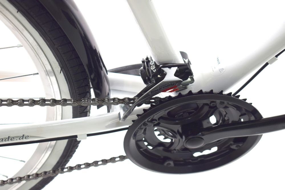 T&Y Trade Cityrad 28 Zoll Alu Damen Herren City Trekking Fahrrad Rad Bike STVO AFA Weiß, 21 Gang Shimano, Kettenschaltung, Alu, Federgabel, 21 Gang, Licht, Korb