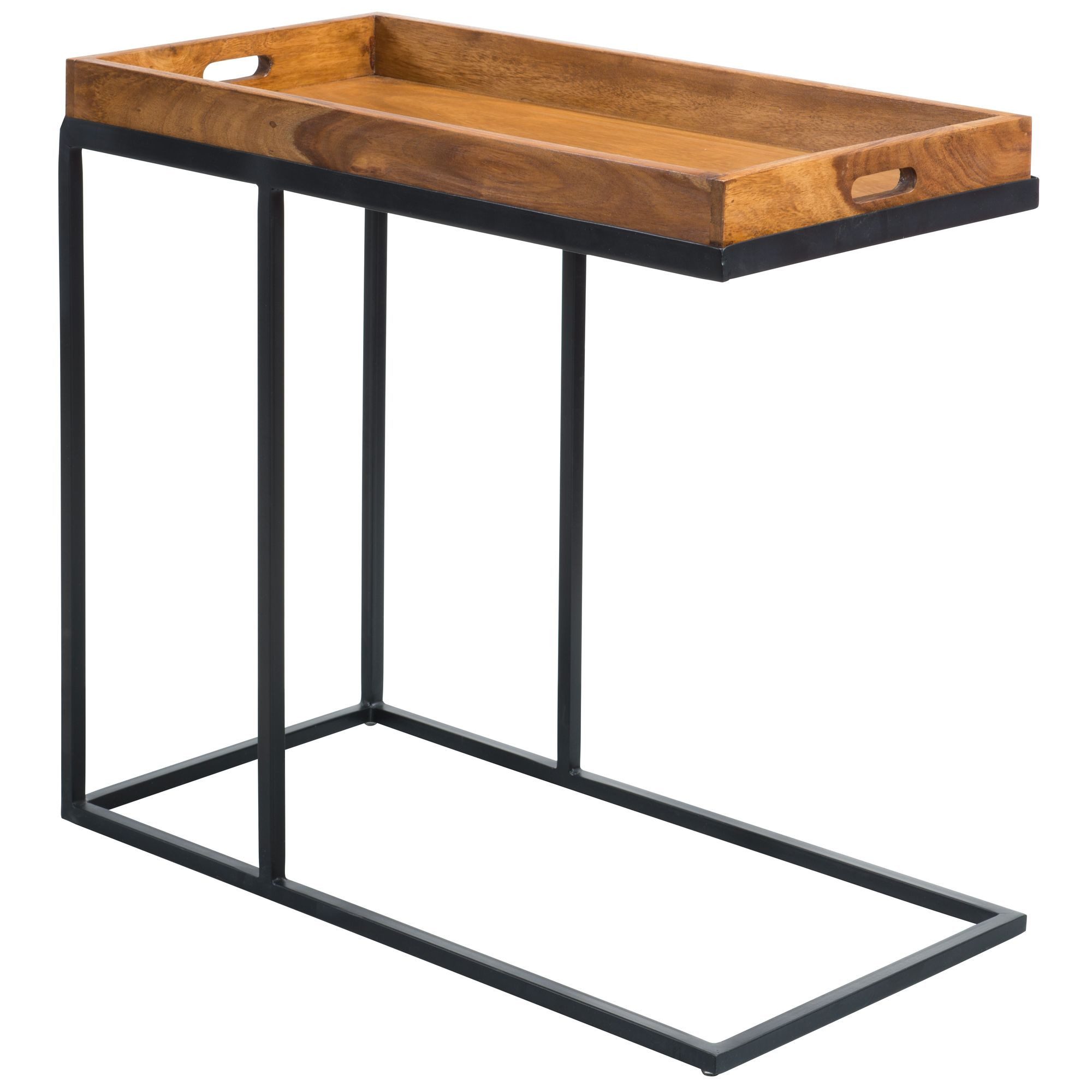 KADIMA DESIGN Beistelltisch Beistelltisch Massivholz 70x65x34 cm mit Metallgestell Industrial (Naturholz, Abstelltisch Holz Metall Tablett), Design TV-Tray Tabletttisch Wohnzimmer, Kleiner Serviertisch