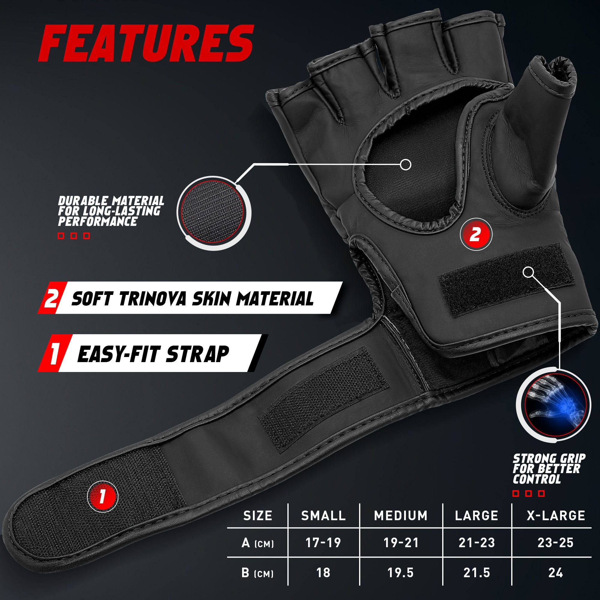 JAG GEARS MMA-Handschuhe MMA-Handschuhe Boxen Kickboxen Grappling und Sparring Handgelenkschutz (Set), Open-Palm MMA Gloves mit High-Density Knöchel- & Handschutz