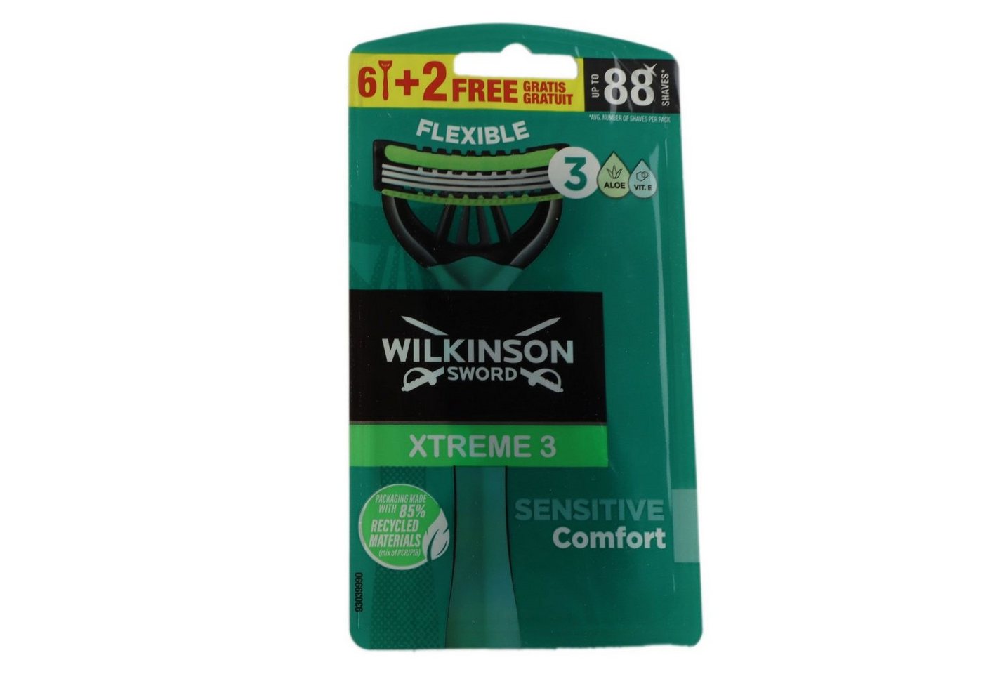 Wilkinson Nassrasierer 3 Sensitive 6 + 2 Einwegrasierer 8 Stück