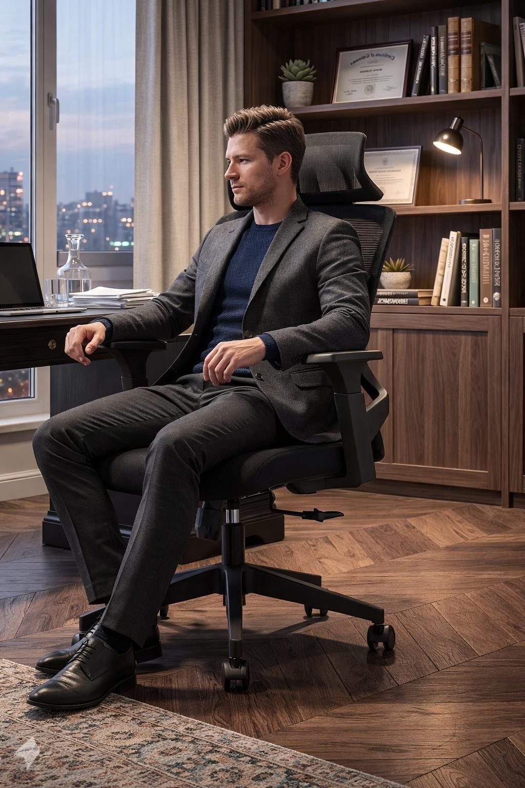 Xlmoebel Bürostuhl Moderner Bürostuhl mit verstellbaren Armlehnen und Kopfstütze, Made in Europa