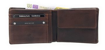 JOCKEY CLUB Geldbörse echt Leder Herren Portemonnaie mit RFID Schutz, tolles, gewachstes Rindleder, super Haptik, Farbe dunkebraun