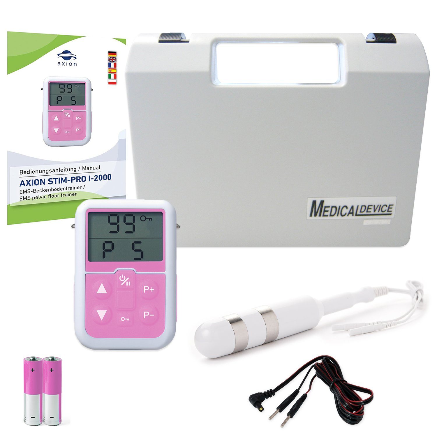 Axion Beckenboden-Elektrostimulationsgerät EMS Gerät I-2000 - Beckenbodentrainer für Frauen bei Inkontinenz, (Spar-Set), MEDIZINPRODUKT, Beckenbodentrainer für Frauen