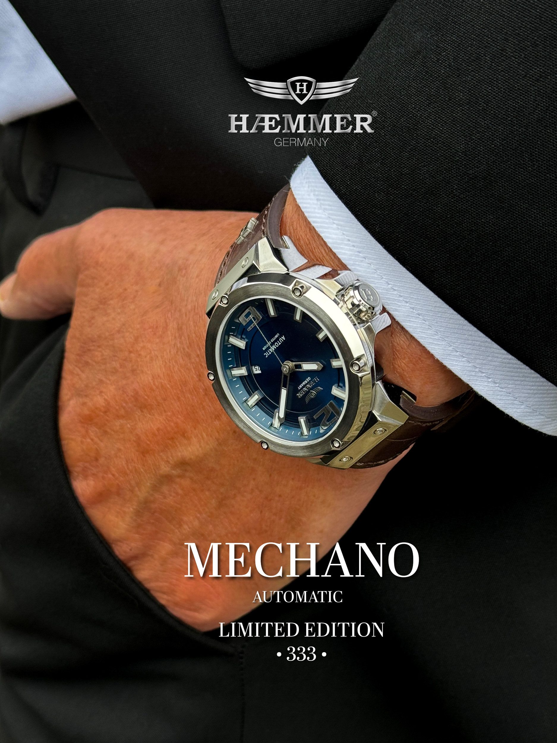 HAEMMER GERMANY Automatikuhr MECHANO MC-004, Armbanduhr, Herrenuhr, Mechanische Uhr, analog, Tag – Bild 5 von 5