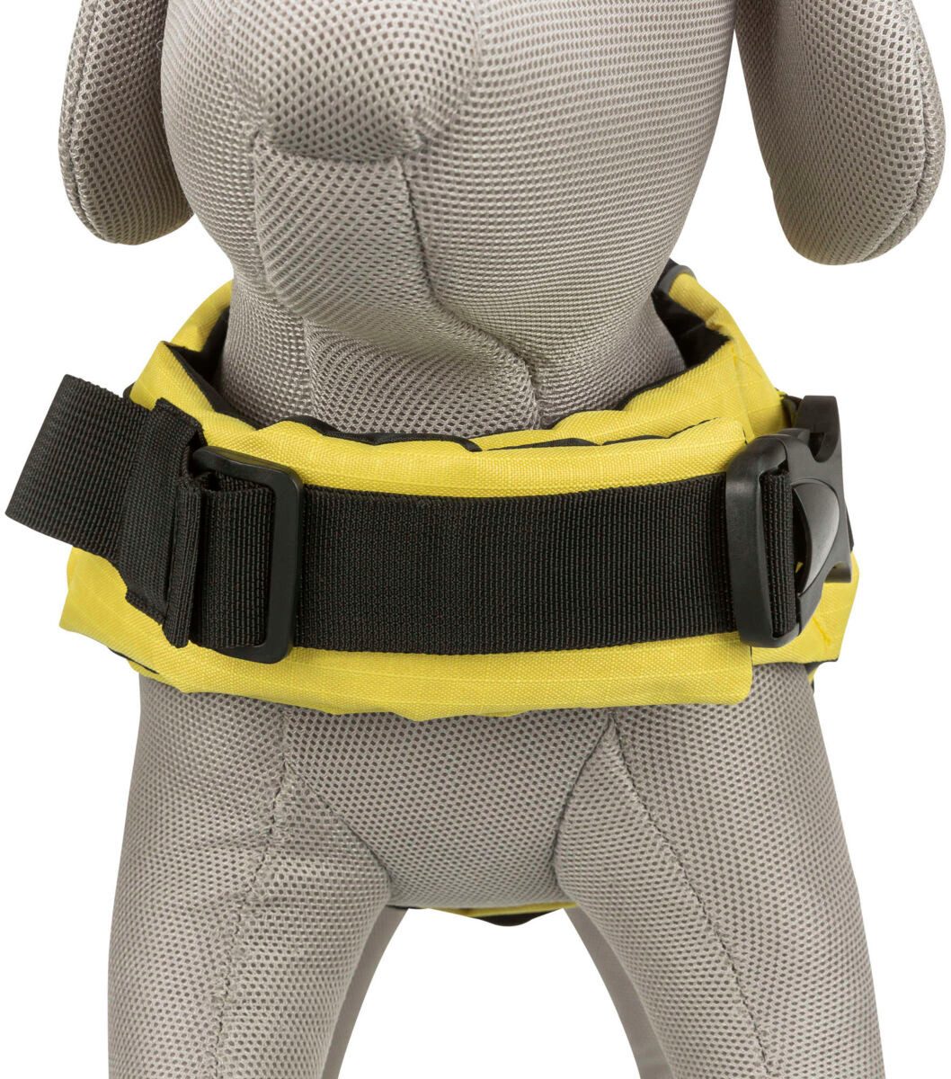 TRIXIE Rettungsweste Schwimmweste für Hunde mit Reflektorstreifen und Bergegriff - gelb/sch