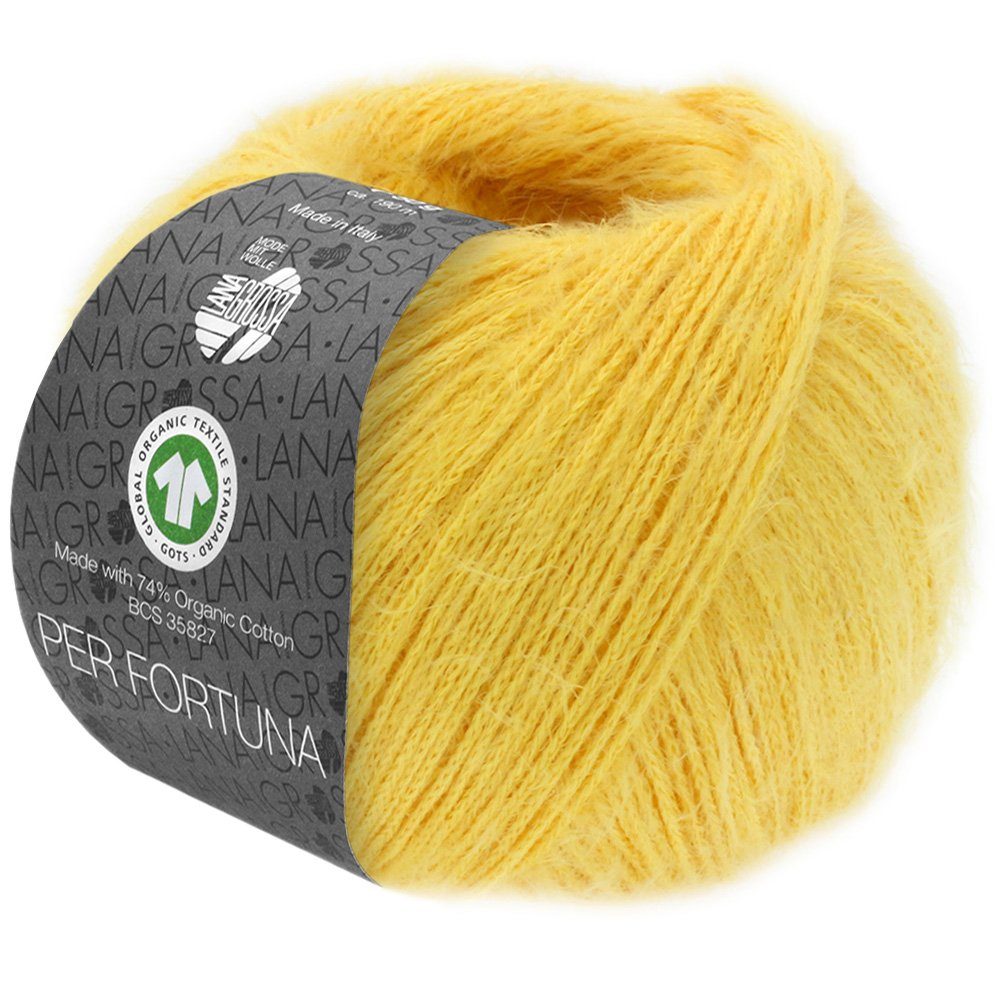 LANA GROSSA PER FORTUNA Flauschiges Kettengarn aus Baumwolle Häkelwolle, 190 m (Weiches Strickgarn für Pullover, Cardigans & Tops, Flauschige Struktur für moderne Strickmode mit Fashion-Charakter), 50 g