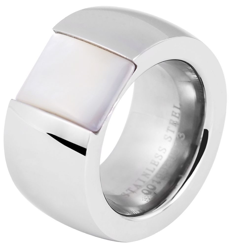 AKZENT Fingerring aus Edelstahl mit Perlmutt, Damen Ring