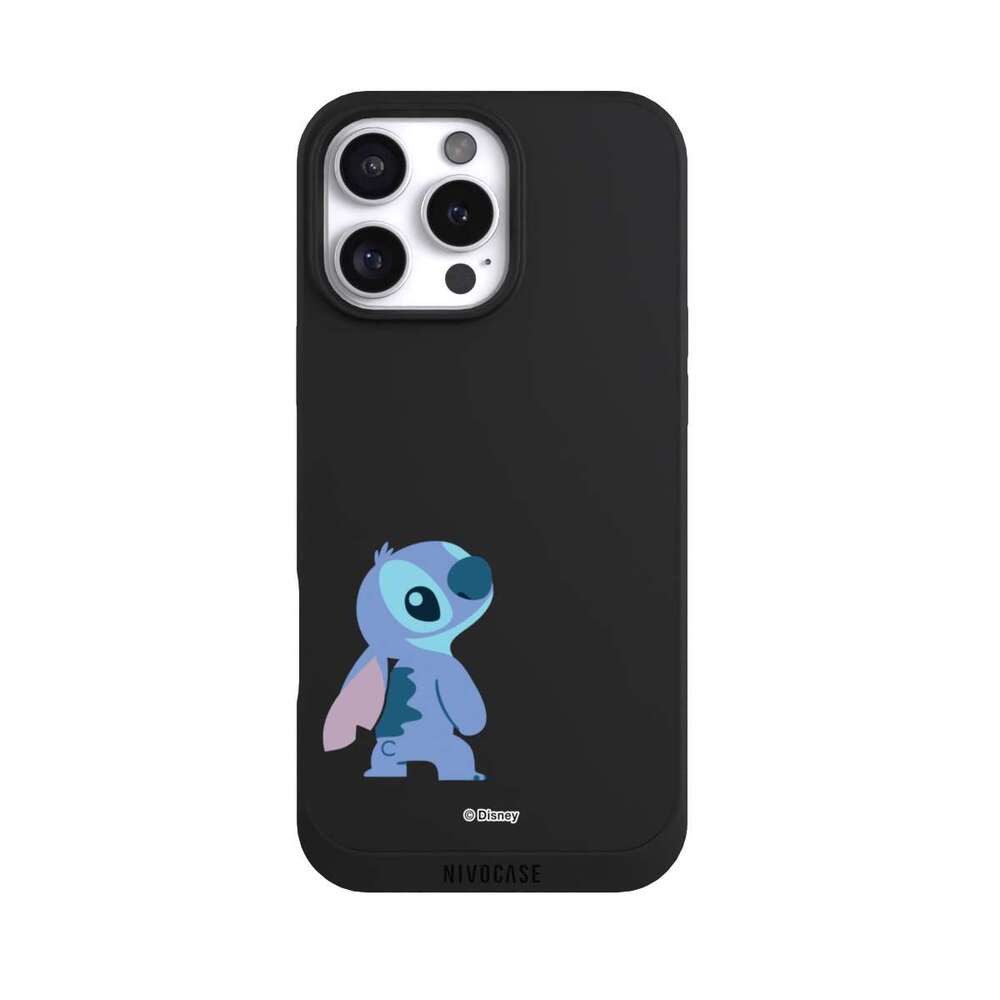 NIVOCASE Handyhülle Lilo & Stitch Fanartikel Disney Stitch Smiling, Apple iPhone 16 Pro Max Handyhülle Hülle NIVOpure Case Schwarz
