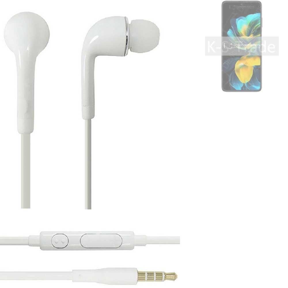 K-S-Trade für Huawei Pocket S In-Ear-Kopfhörer (Kopfhörer Headset mit Mikrofon u Lautstärkeregler weiß 3,5mm)