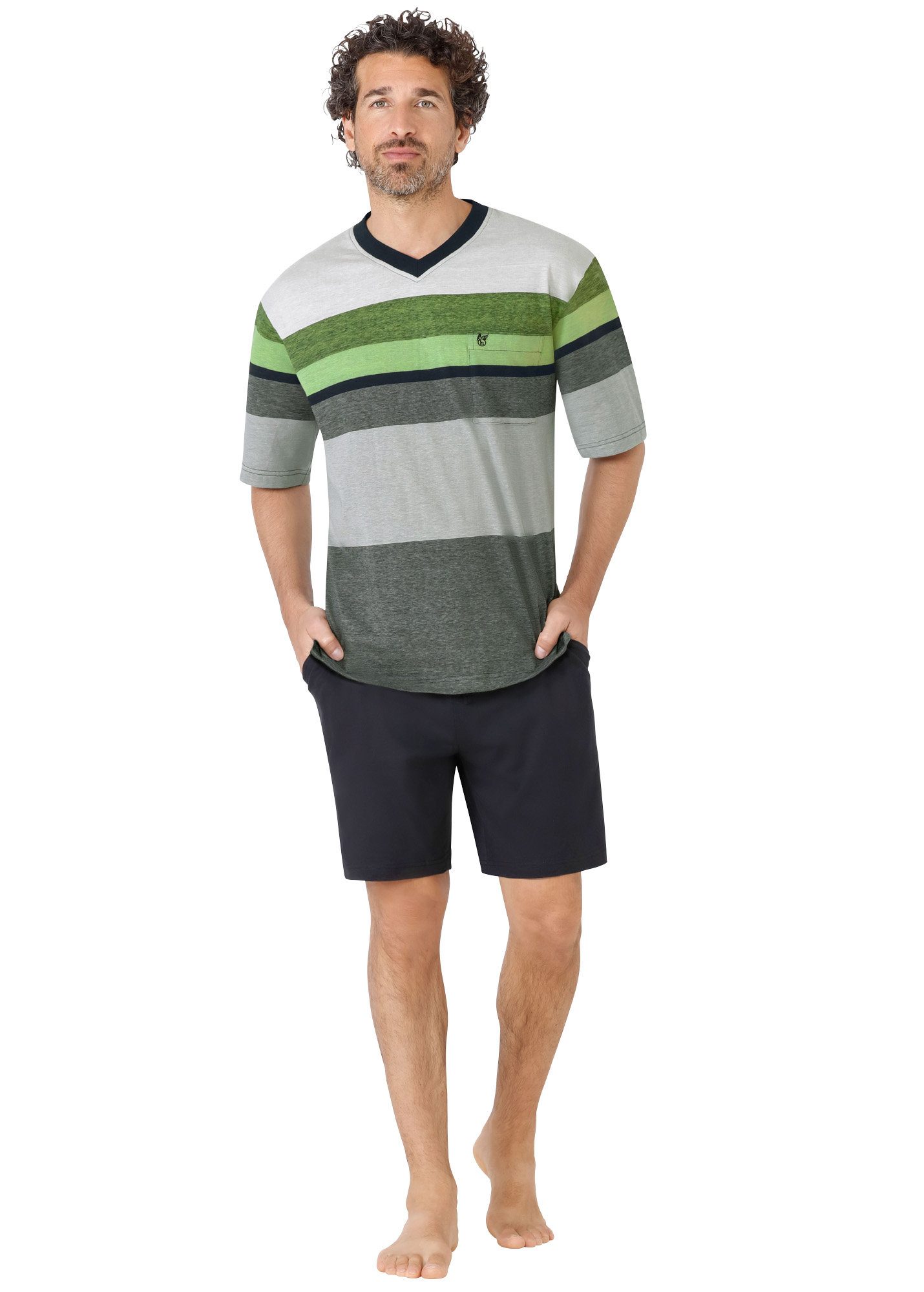 Hajo Pyjama Herren-Shorty Single-Jersey Streifen günstig online kaufen