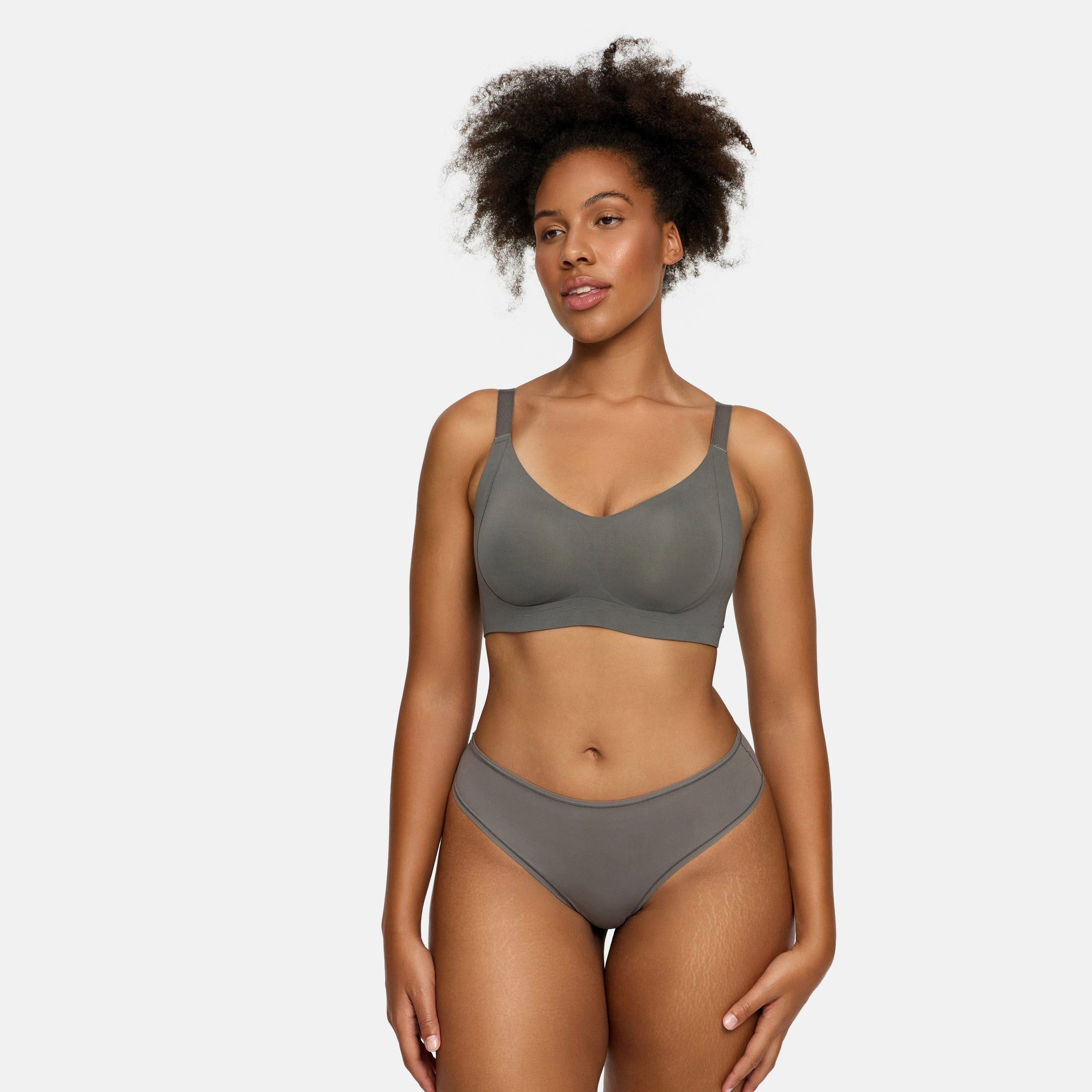 cfab (creamy fabrics) Bügelloser BH Seamless Compact Push-Up BH-Graphit-L (1-tlg)