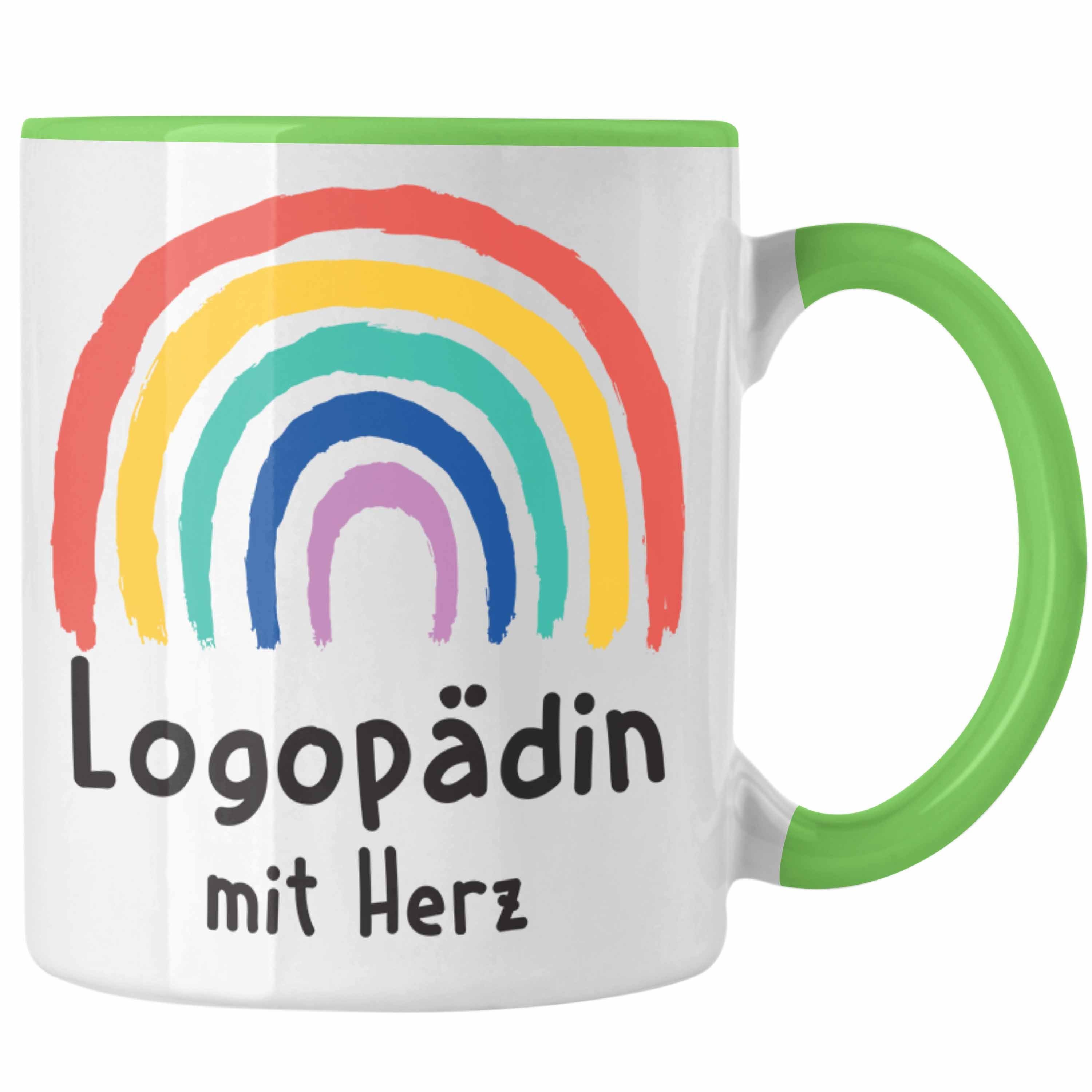 Trendation Tasse Tasse Logopädin - Trendation Grün Geschenk Spruch mit mit Herz Dankeschön Zubehör Danke Kaffeetasse