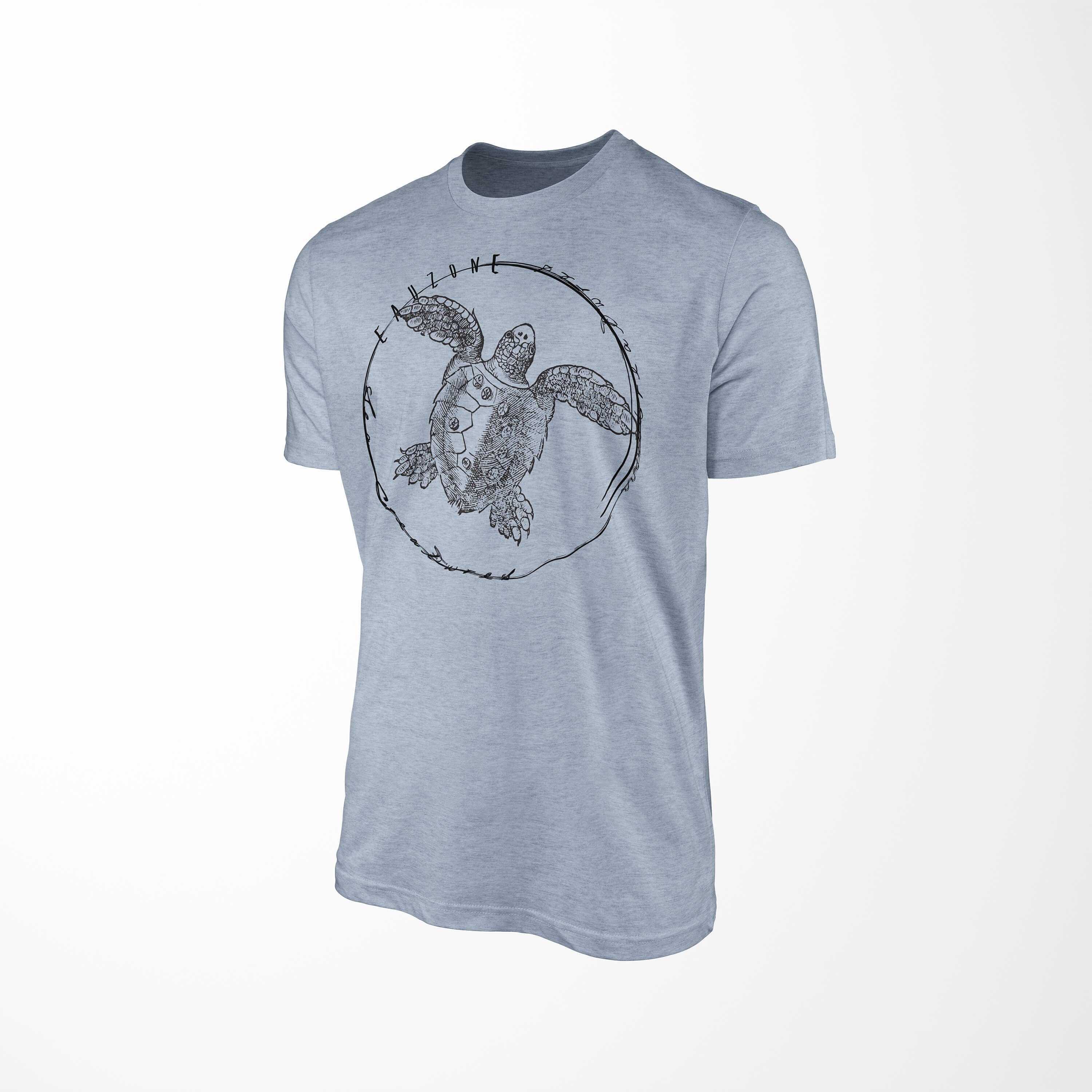 T-Shirt sportlicher Sinus Sea Fische 099 T-Shirt Stonewash Art Schnitt Struktur Tiefsee / Denim Serie: Sea - feine Creatures, und