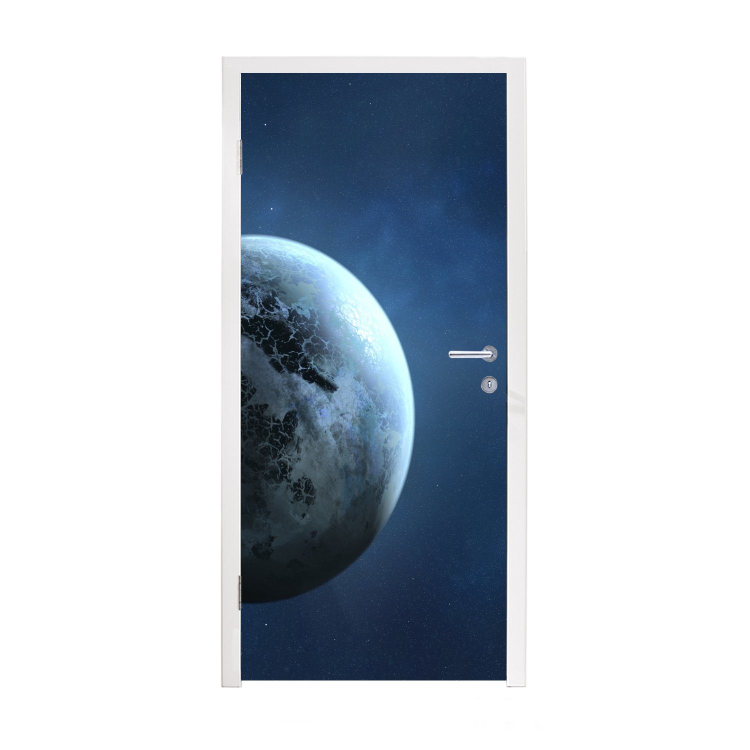 MuchoWow Türtapete Eine Illustration eines Planeten, Matt, bedruckt, (1 St), Fototapete für Tür, Türaufkleber, 75x205 cm