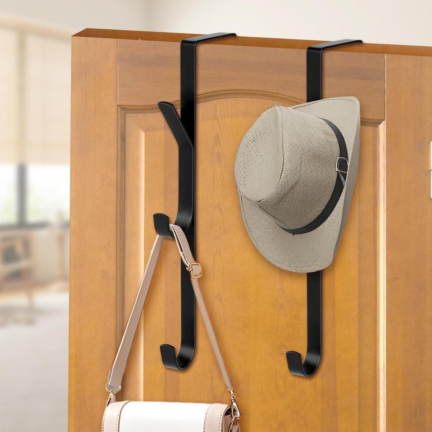 LuxusKollektion Türgarderobe Türgarderobe zum Einhängen 3 Haken Schwarz, (2-St)