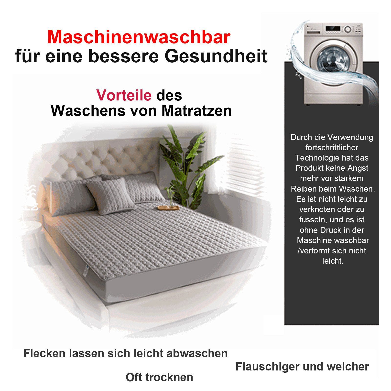 Matratzenauflage Matratzenauflage Baumwolle 90x200cm,140x200cm,180x200cm wohnTRAUM24, Atmungsaktiv Matratzenschoner, Allergiker Matratzenschutz,Waschbar – Bild 5 von 5