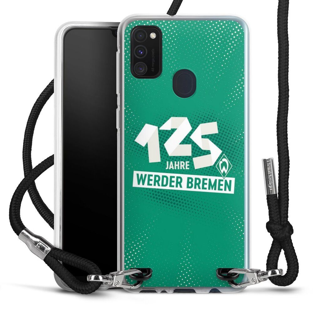DeinDesign Handyhülle 125 Jahre Werder Bremen Offizielles Lizenzprodukt, Samsung Galaxy M30s Handykette Hülle mit Band Case zum Umhängen