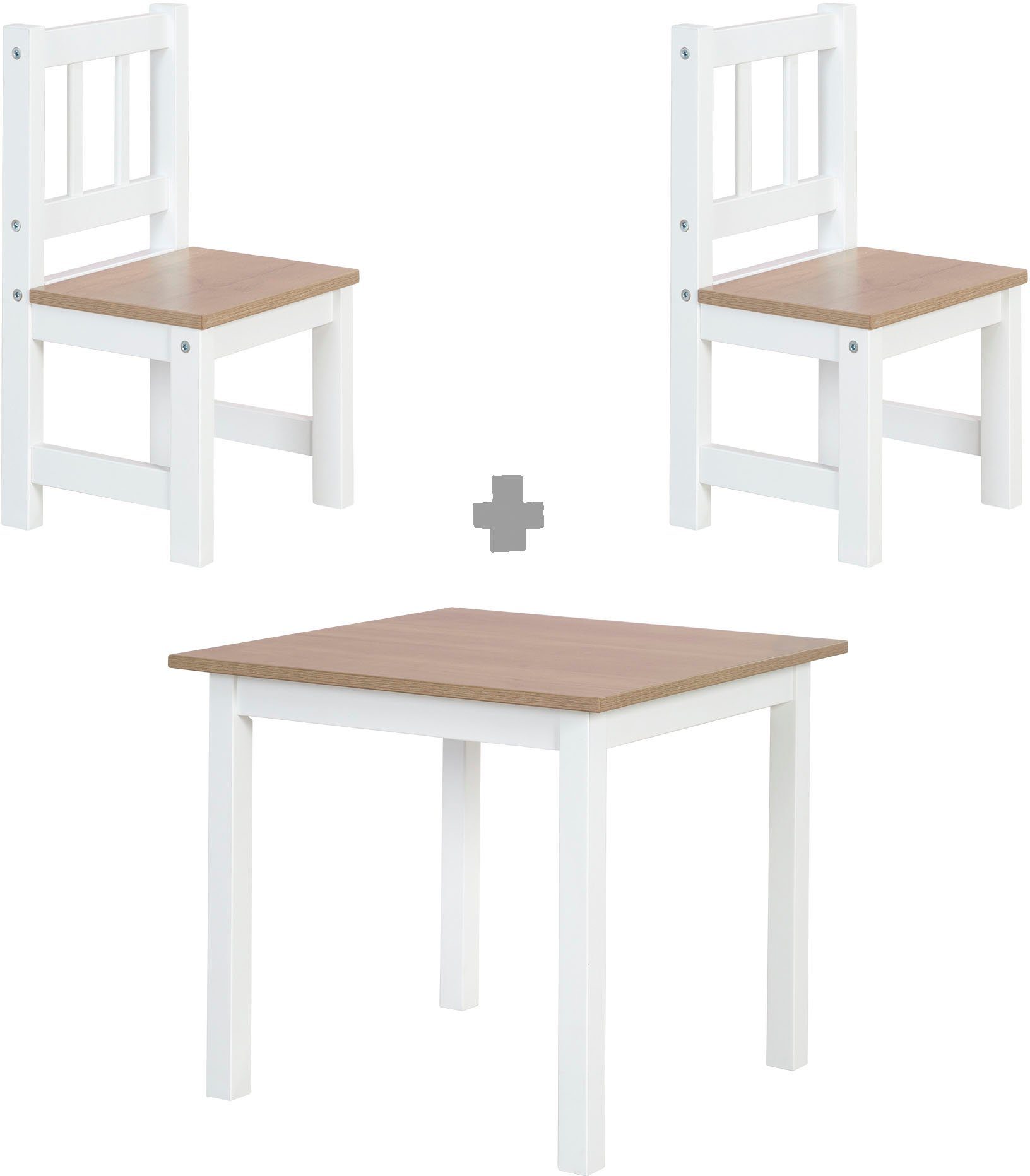 roba® Kindersitzgruppe Woody, Holzdekor/weiß, (3-tlg) günstig online kaufen
