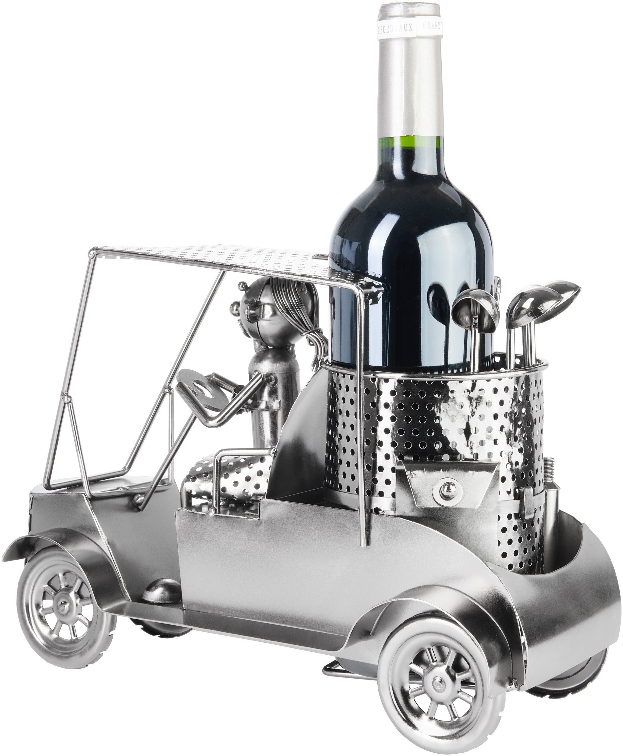 Golfcart Weinflaschenhalter Golfspielerin (1-St), in Flaschenhalter Golferin BRUBAKER Metall für einem - Geschenk Golf, und Skulptur Golf-Fans Sportler