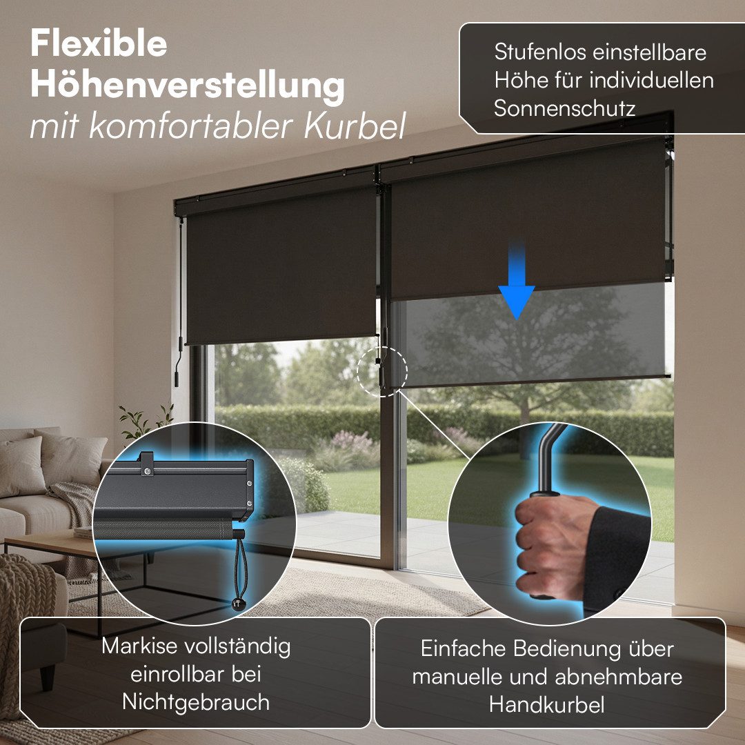 STEELSØN Senkrechtmarkise Azurian, Sichtschutz, Windschutz, Sonnenschutz (Anthrazit, 160x250 cm) Vertikalmarkise, verfügbar in verschiedenen Größen – Bild 3 von 5