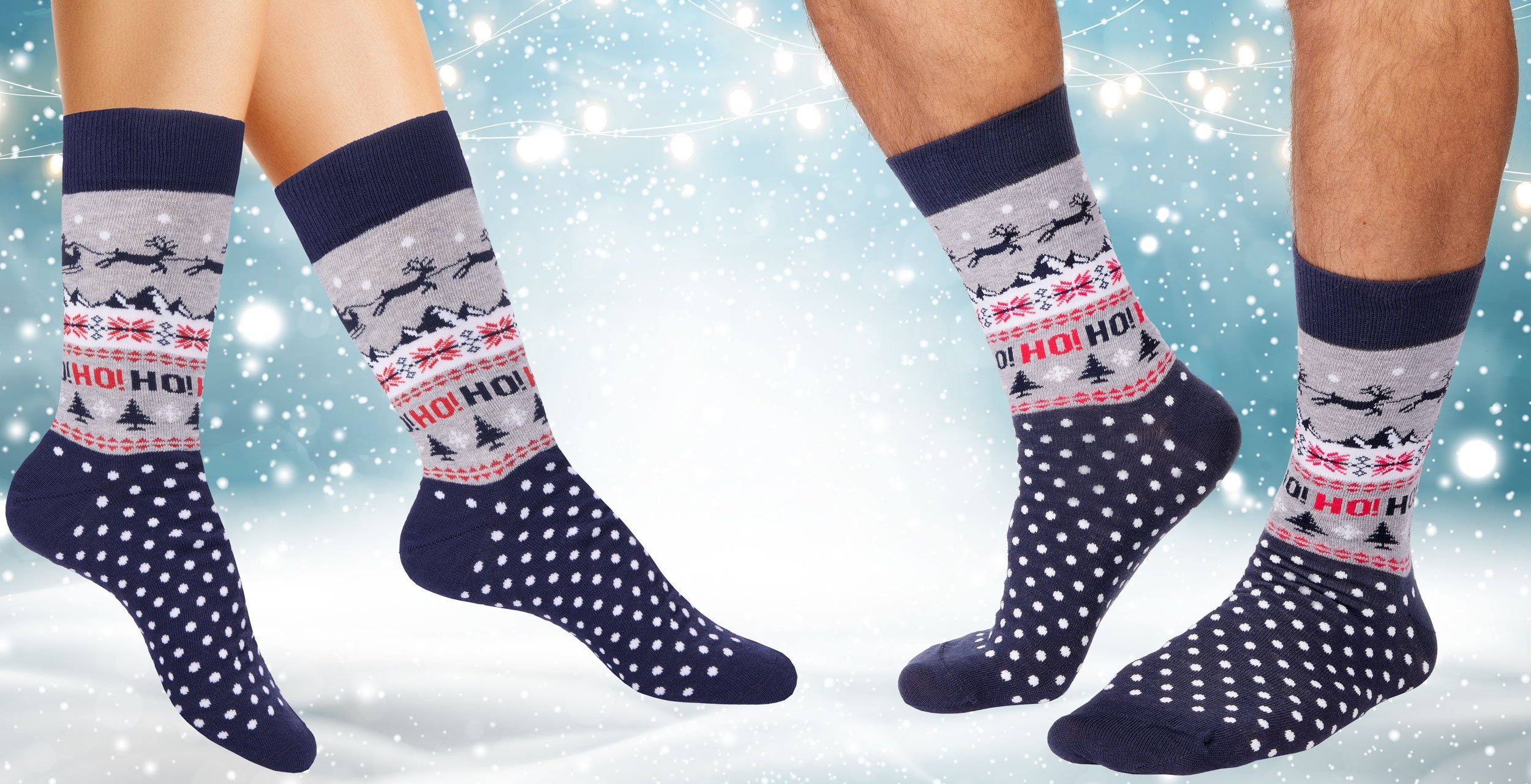 Lustige die Kuschelsocken Bunte Socken Size 1-Paar) für - BRUBAKER Weihnachtssocken Rentier Herren EU Winterlandschaft Weihnachtszeit 41-45, (One Baumwolle