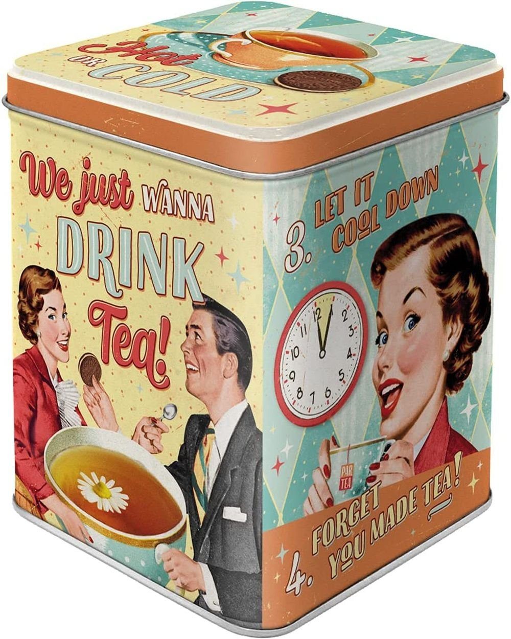 Teedose Teedose Vorratsdose Gewürzdose aus Metall - Tea & Cookies