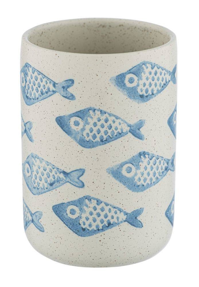 WENKO Zahnputzbecher Keramik-Zahnputzbecher AQUAMARIN, Wenko, (1 St)