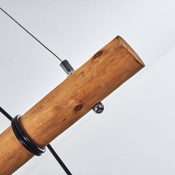 hofstein Pendelleuchte »Porzus« 3-flammige Hängelampe aus Metall/Holz in Schwarz/Braun, ohne Leuchtmittel, Hängeleuchte m. Holzstab u. gitterförmigen Schirmen, 3x E27