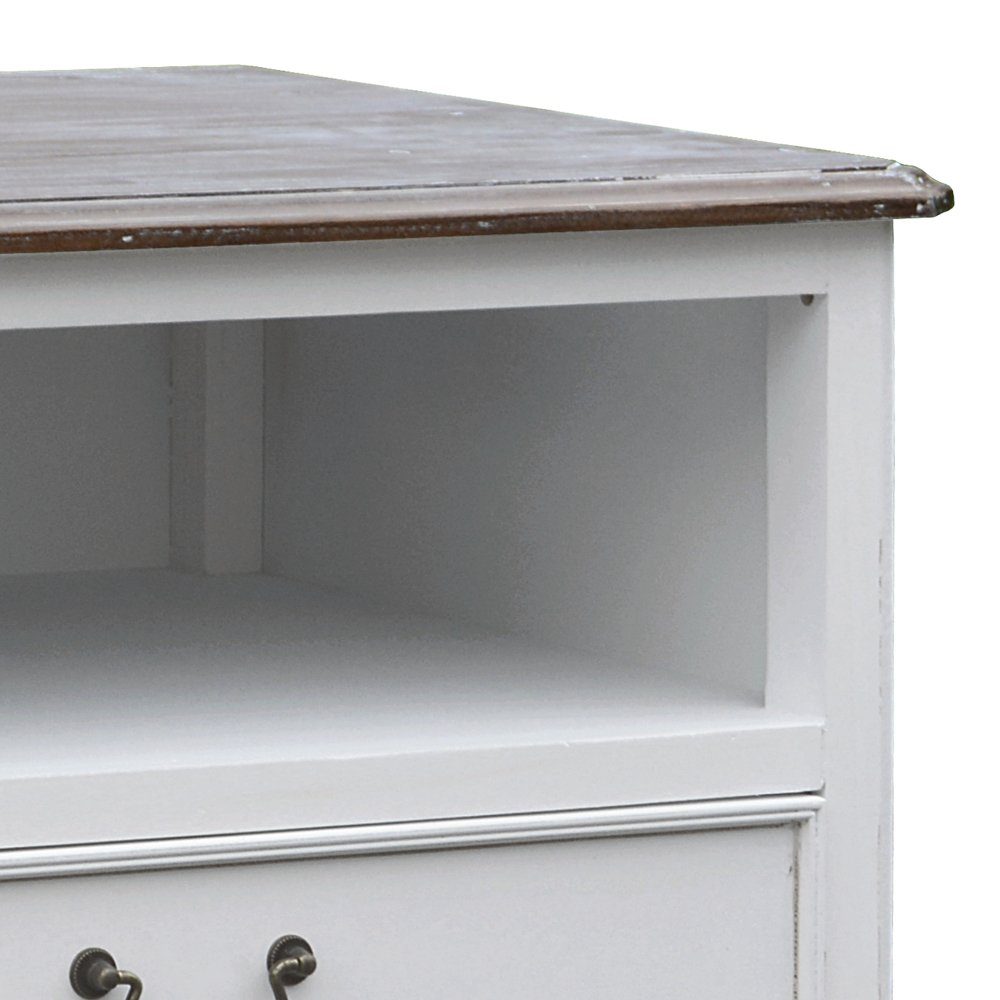 99rooms Lowboard Ravenna Pappel Weiß Hellbraun (TV-Kommode, TV-Schrank), aus Massivholz, rechteckig, mit Schubladen und Kabelführung
