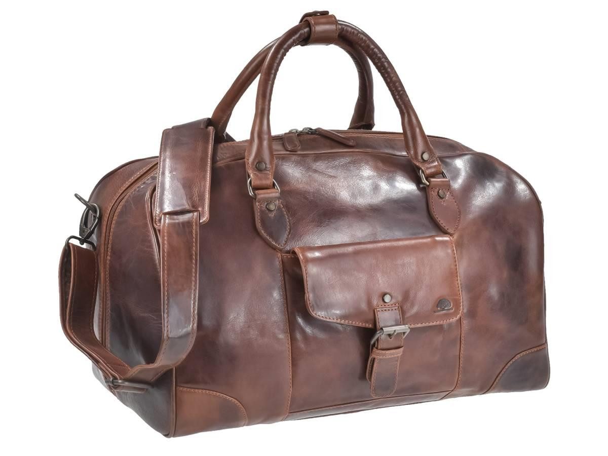 Greenburry Reisetasche "Rugged" Leder 48x31cm teak braun, Weekender, Sporttasche