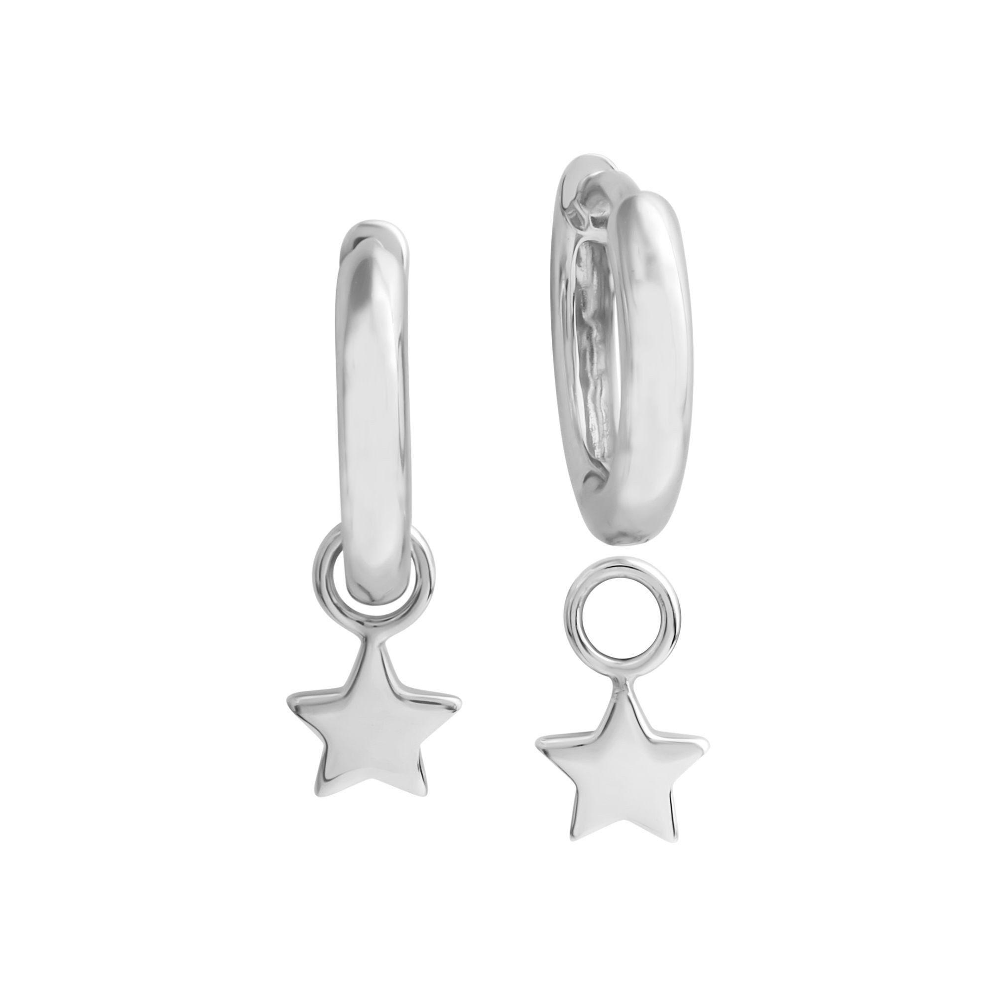 Paar Creolen 925/- Sterling Silber rhodiniert mit Sterneinhänger