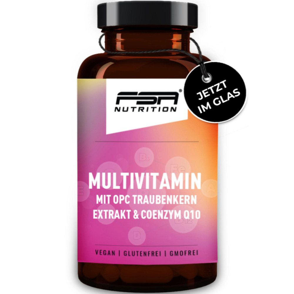 FSA NUTRITION Multivitamin im Glas mit OPC Traubenkern Extrakt und Coenzym Q10 Kapseln, 60 St., 50 g