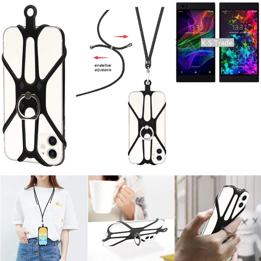 K-S-Trade Handyhülle für Razer Phone 2, 3in1 Handykette Handyband Handykordel Halsband Smartphone-Ring