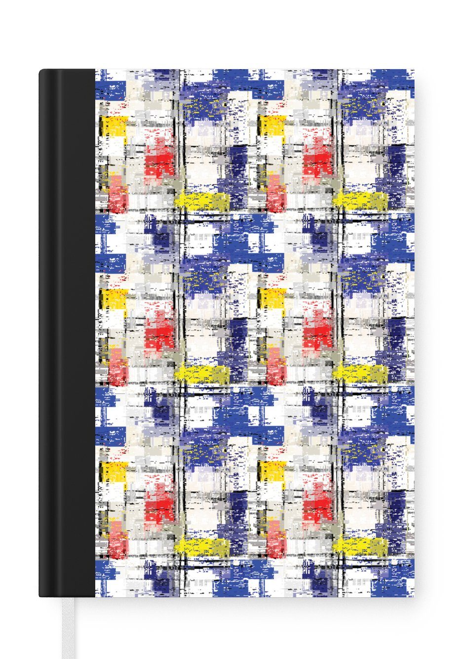 MuchoWow Notizbuch Mondrian - Gelb - Rot - Blau - Weiß, Journal, Merkzettel, Tagebuch, Notizheft, A5, 98 Seiten, Haushaltsbuch