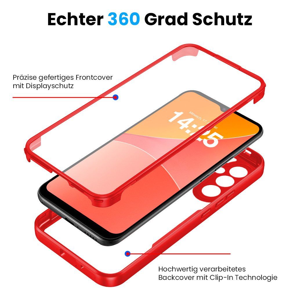 Tec-Expert Handyhülle 360 Grad Hülle für Samsung Galaxy A35 5G 6.6 Zoll, 6.6, Rundum Schutz Cover Case Hülle robust