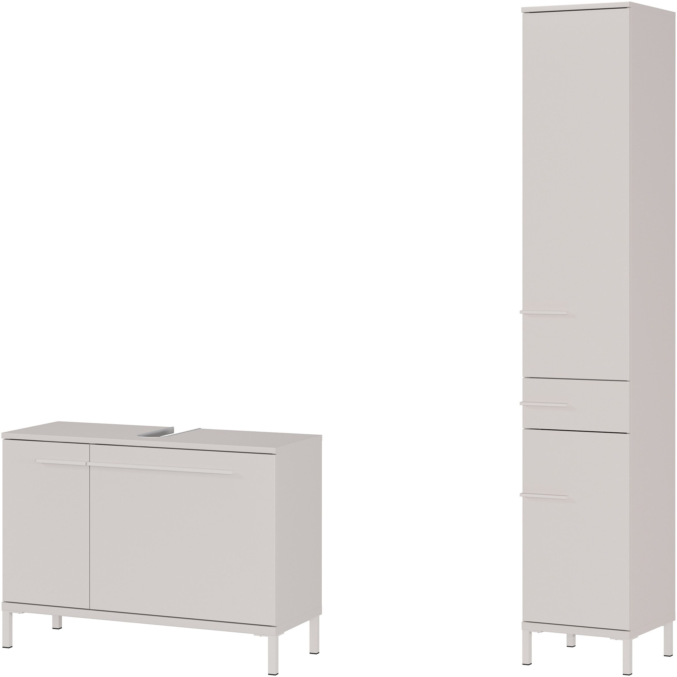 GERMANIA Badmöbel-Set Laurino, (2-St), mehrteiliges Set mit Waschbeckenunterschrank und Hochschrank