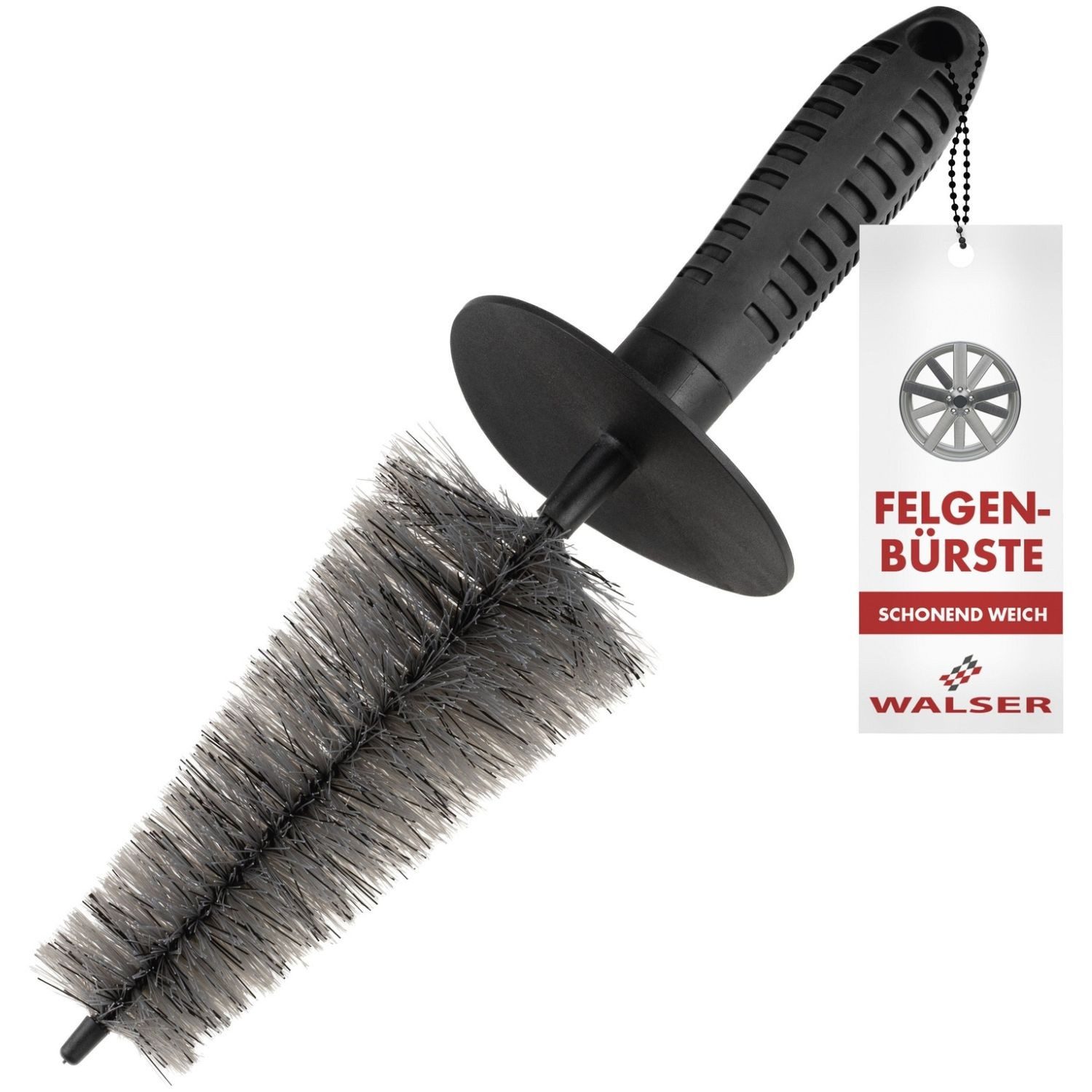 WALSER Felgenbürste Felgenbürste mit Borsten Kratzfrei konisch 32,5cm, Stahlfelgen, Alufelgen, Felgen, (Set, 1-tlg., 1x Waschbürste für Felgen), Felgen Bürste Felgenreiniger Auto Waschbürste Aufbereitung Reinigung