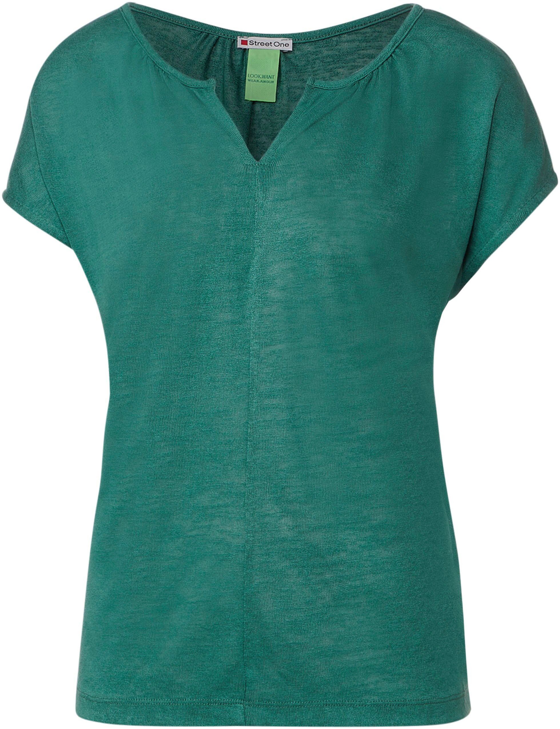 STREET ONE Shirttop in Leinenoptik green lagoon